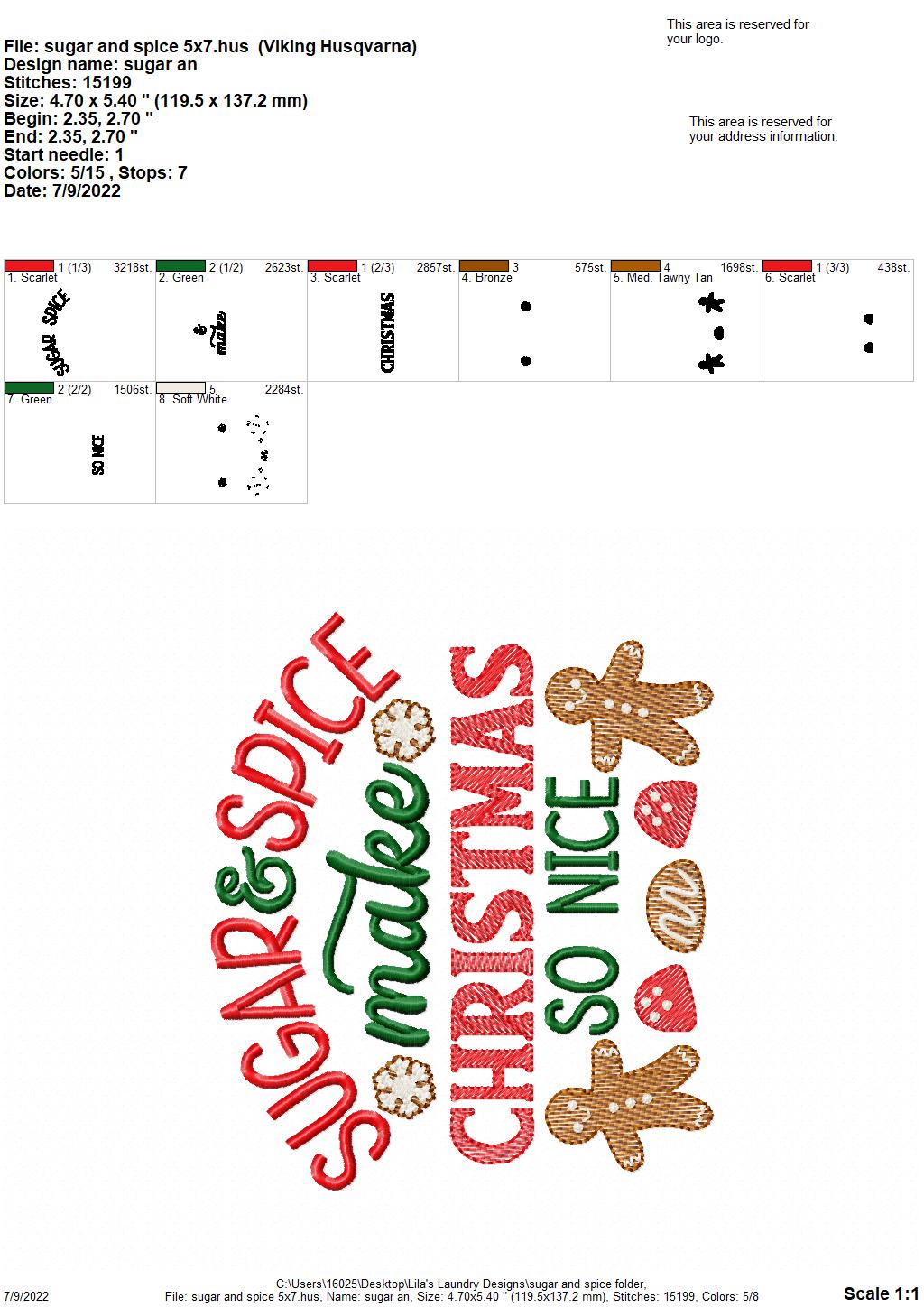 Sugar and Spice - 3 sizes- Digital Embroidery Design