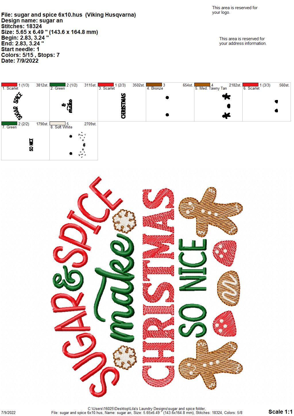 Sugar and Spice - 3 sizes- Digital Embroidery Design