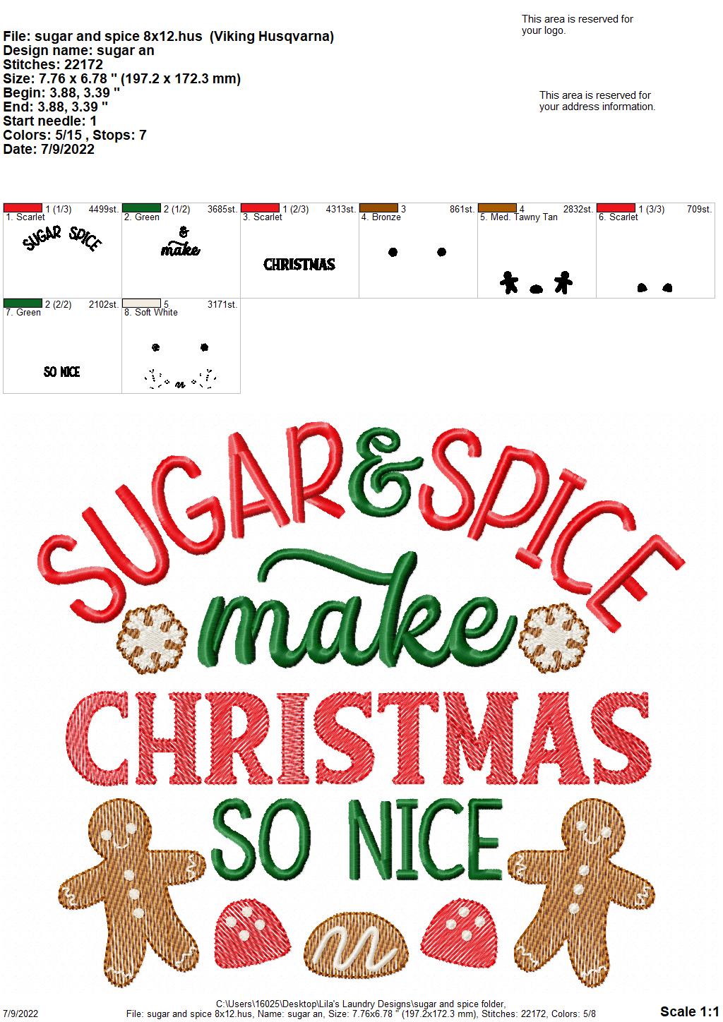 Sugar and Spice - 3 sizes- Digital Embroidery Design