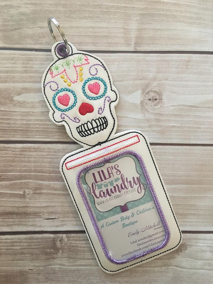 Sugar Skull ID Holder - 5 x 7 - Embroidery Design - DIGITAL Embroidery design