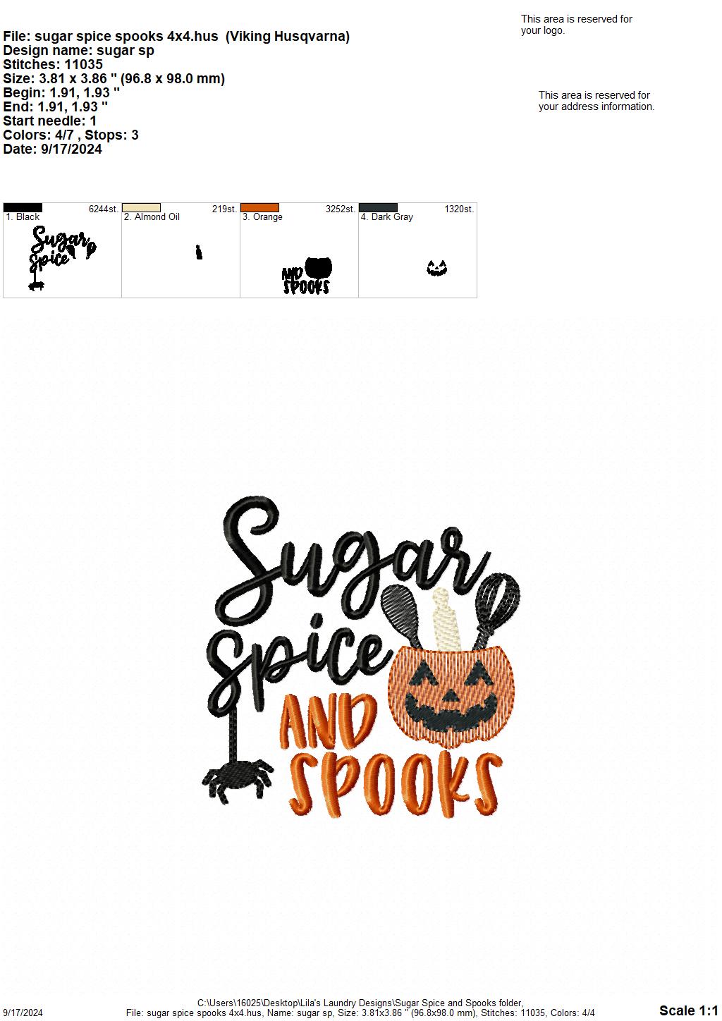 Sugar Spice & Spooks - 4 Sizes - Digital Embroidery Design