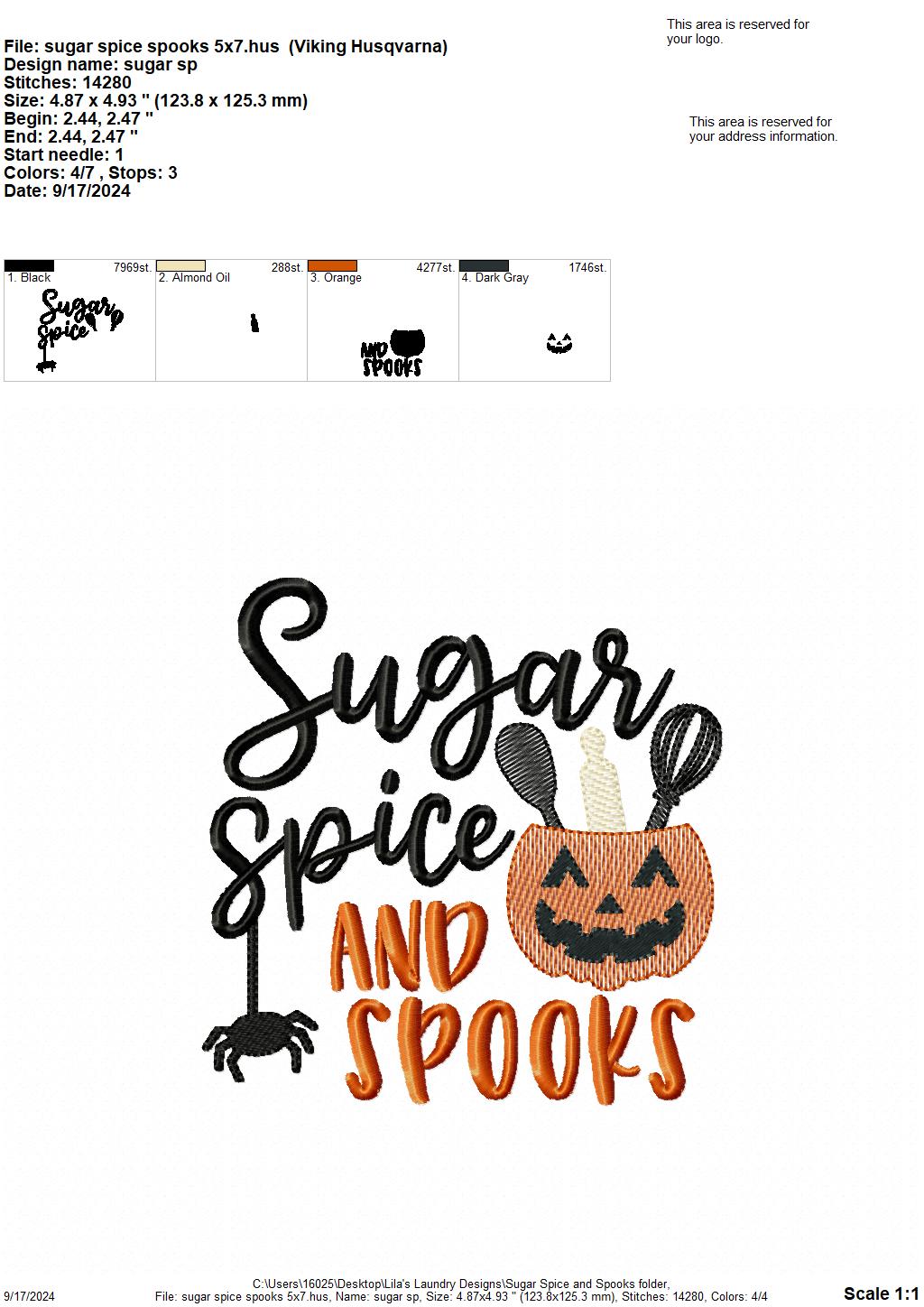Sugar Spice & Spooks - 4 Sizes - Digital Embroidery Design