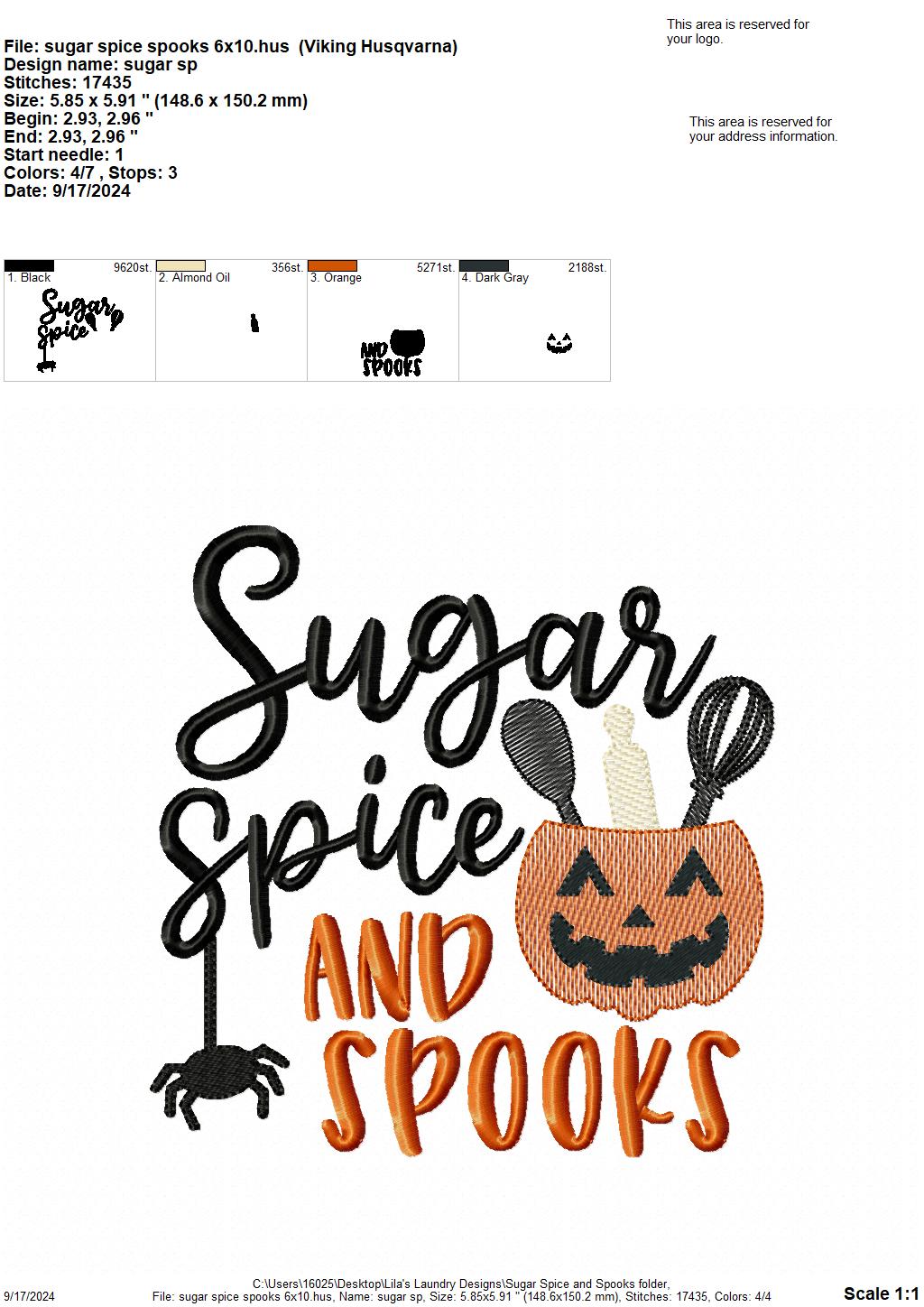 Sugar Spice & Spooks - 4 Sizes - Digital Embroidery Design