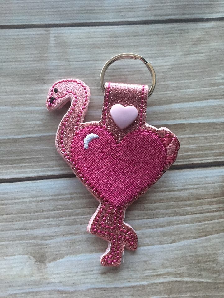 Valentine Heart Flamingo Fobs - Embroidery Design - DIGITAL Embroidery DESIGN