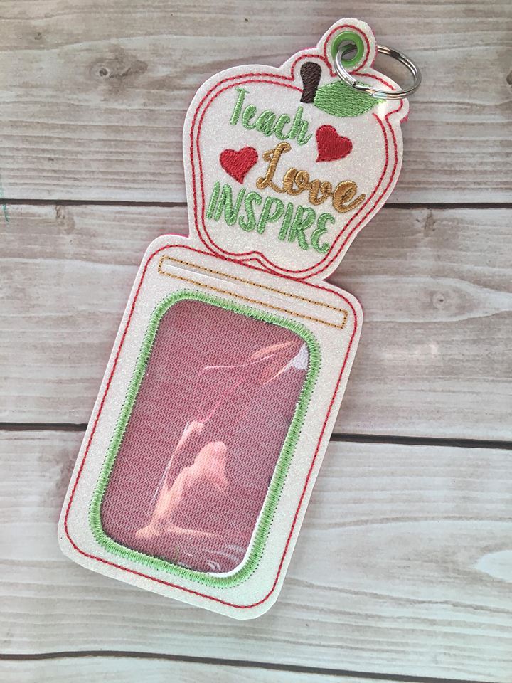 Teach Love Inspire ID holder - Embroidery Design - DIGITAL Embroidery design