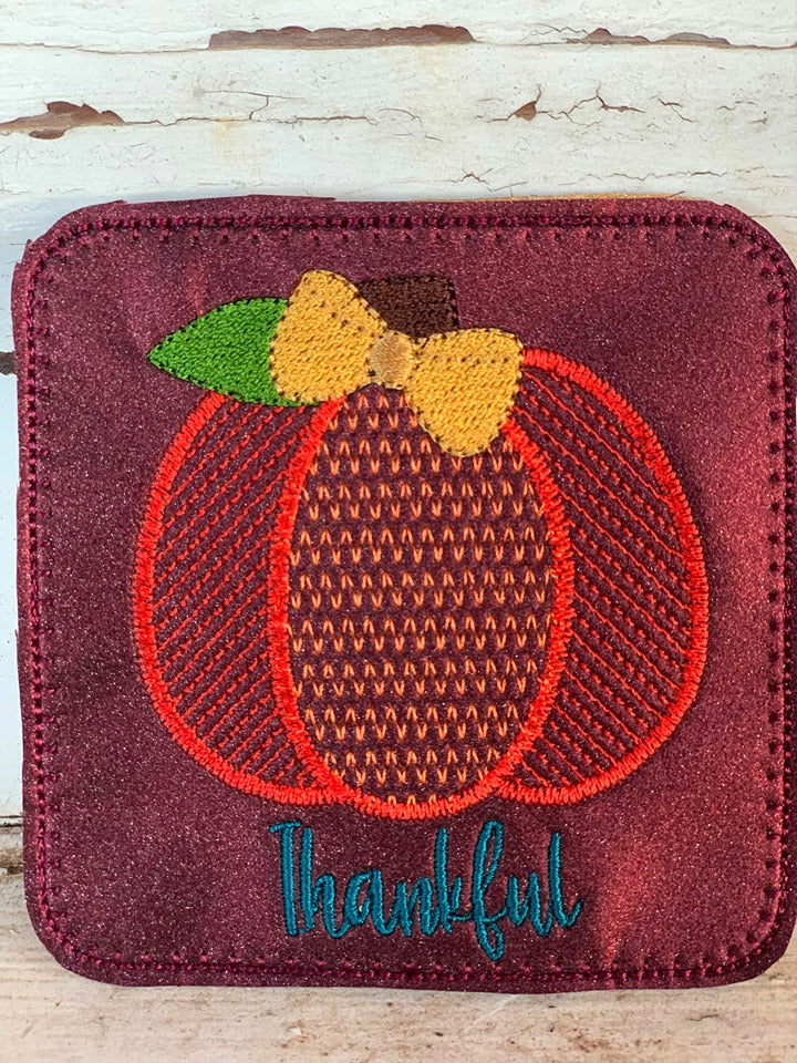 Fall Pumpkin Coaster Set 4x4 - DIGITAL Embroidery DESIGN