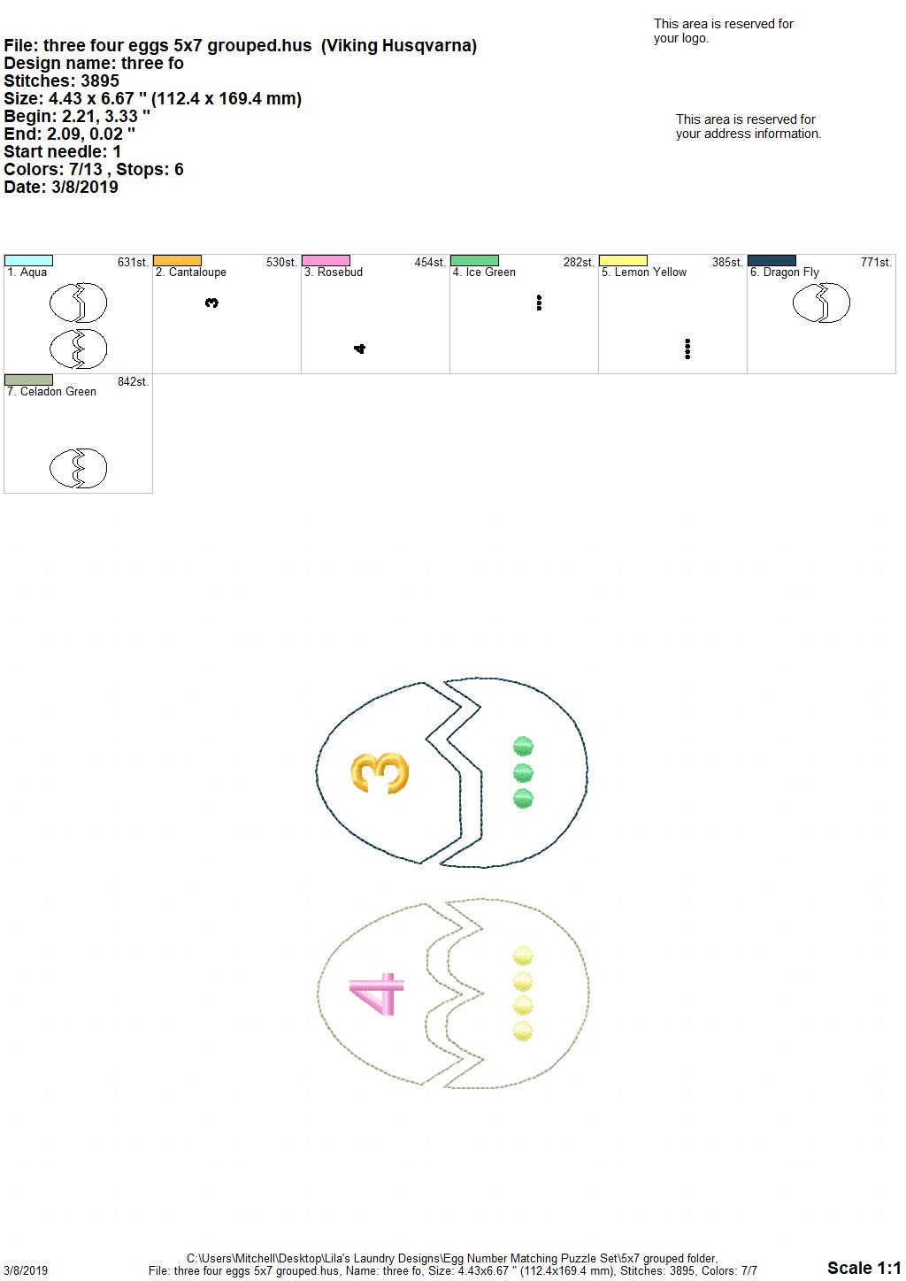 Egg Number Matching Puzzle Set - Digital Embroidery Design