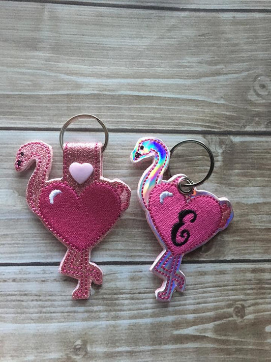 Valentine Heart Flamingo Fobs - Embroidery Design - DIGITAL Embroidery DESIGN