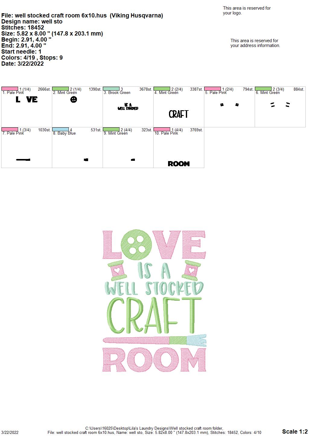 Well Stocked Craft Room - 3 sizes- Digital Embroidery Design