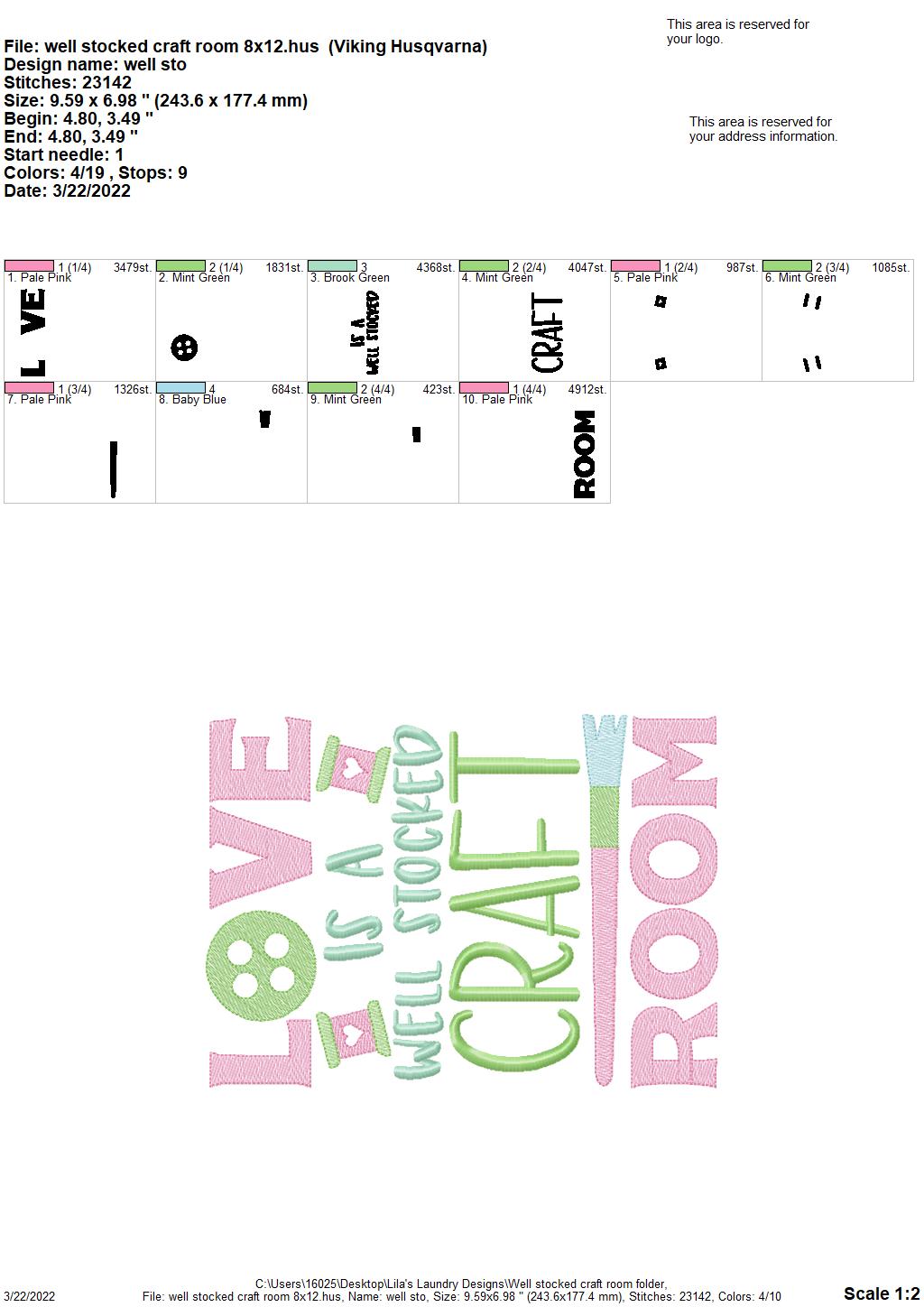 Well Stocked Craft Room - 3 sizes- Digital Embroidery Design