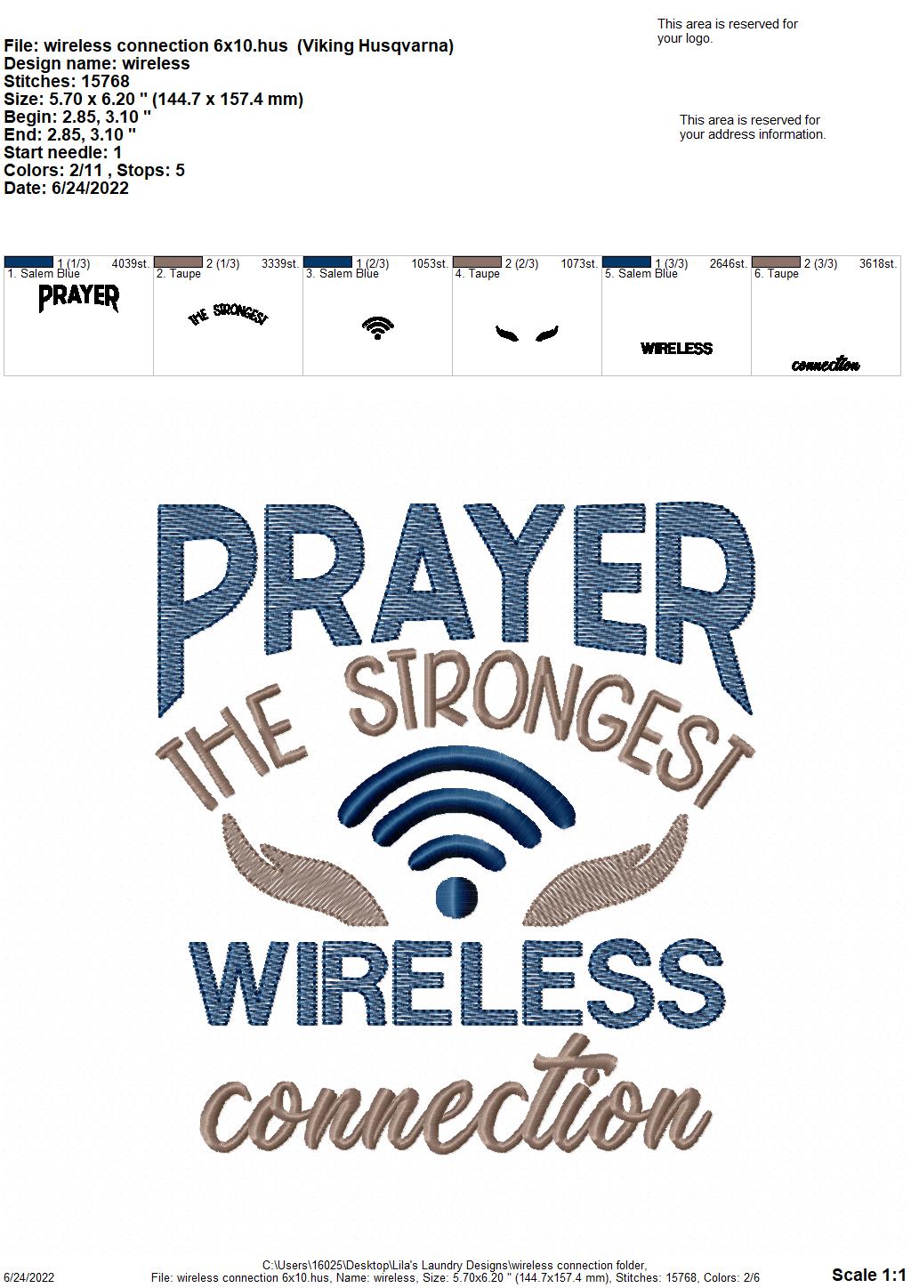 Wireless Connection - 4 sizes- Digital Embroidery Design