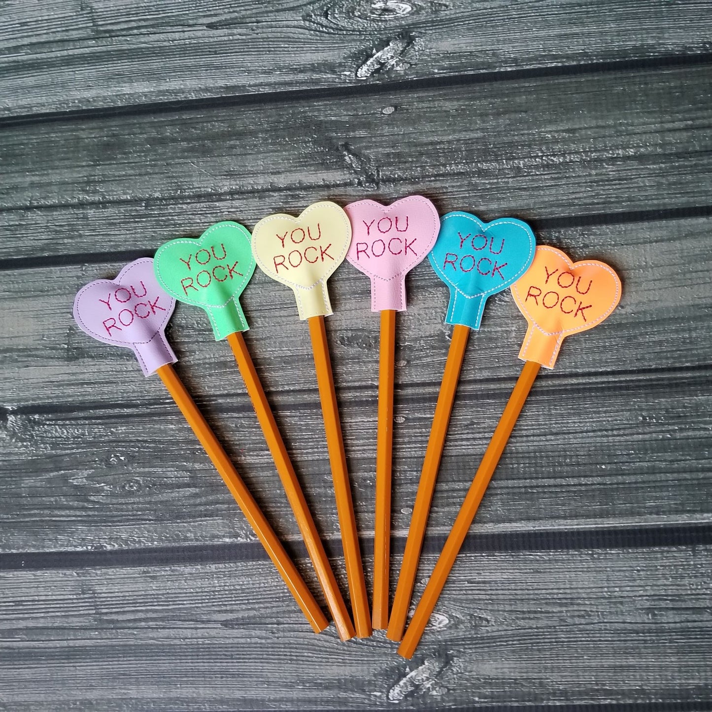 You Rock Heart Pencil Toppers - DIGITAL Embroidery DESIGN