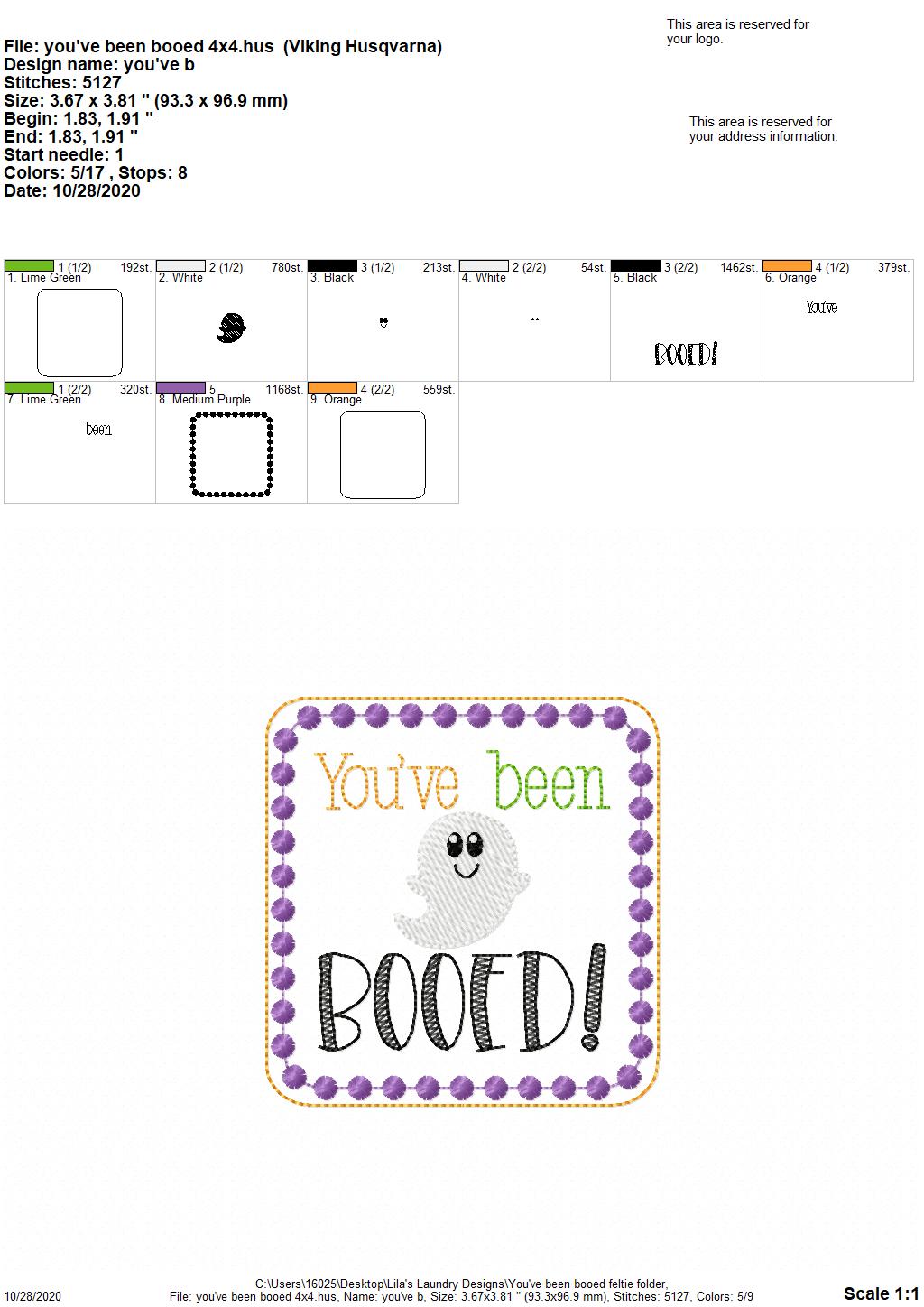 You've Been Booed Feltie - Digital Embroidery Design